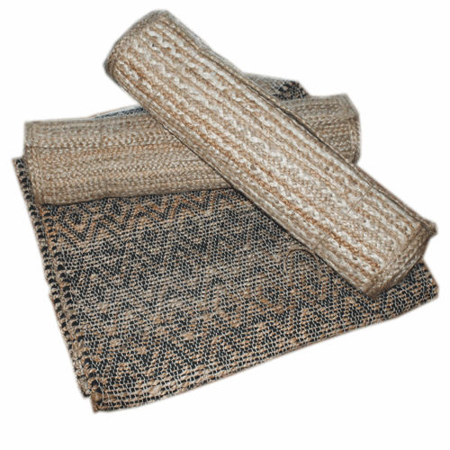 3m Hall Runner Jute w/Black Diamond