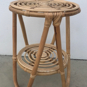 Rattan Side Table w/Shelf