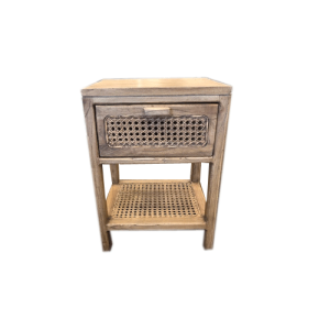 Bedside 1Drw w/Shelf Rattan Inlay