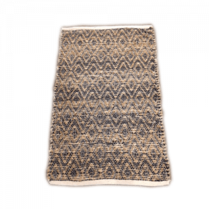 Jute & Black Cotton Floor Rug