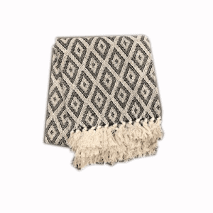 Cotton Throw w/Diamond - Black