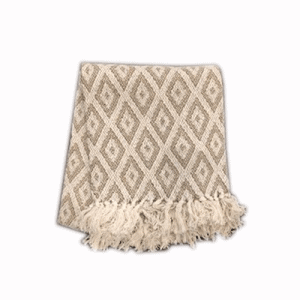 Cotton Throw w/Diamond - Latte
