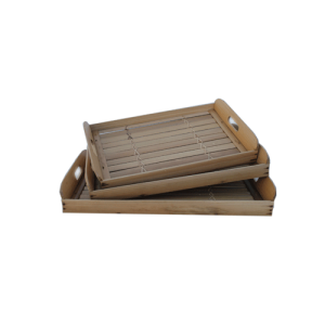 S/3 Trays w/Handle - Natural