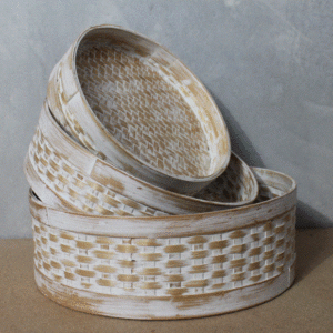 S/3 Tray w/High Side - Whitewash
