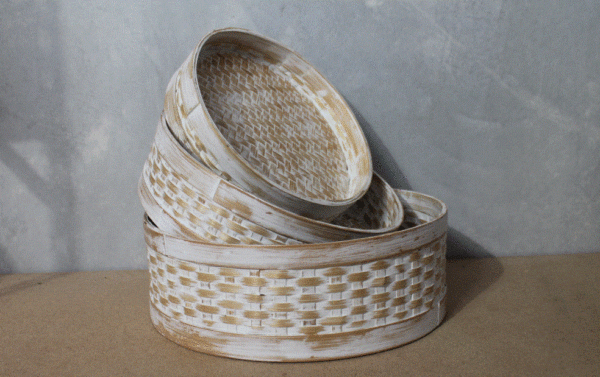 S/3 Tray w/High Side - Whitewash