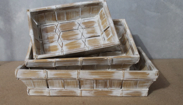 S/3 Tray Rectangle - W/Wash