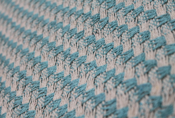 Cotton Throw w/Check - Aqua - Image 2