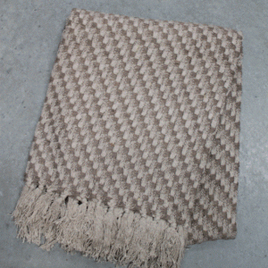 Cotton Throw w/Check - Beige