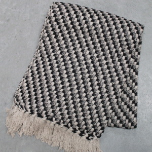 Cotton Throw w/Check - Black