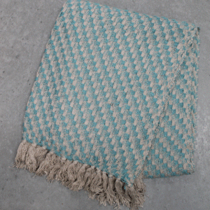 Cotton Throw w/Check - Aqua