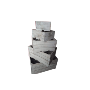 S/5 Timber Crate - White wash