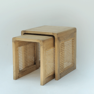 Stools s/2 w/Rattan Inlay